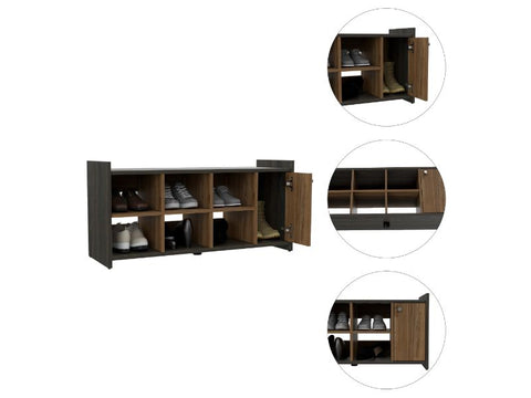 Rizzo Storage Unit With Door, Six Shoes Capacity, Six Cubbies, Door