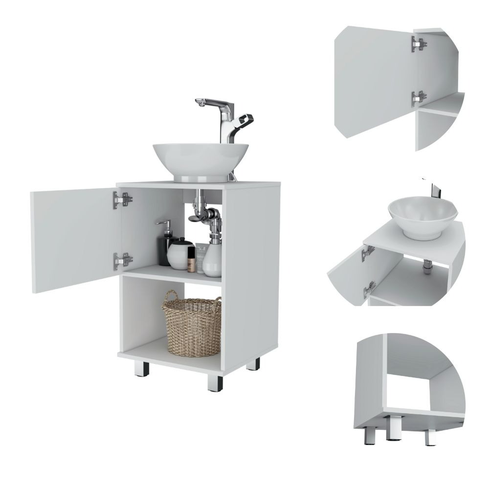 Gouda Single Bathroom Vanity, One Open Shelf, Single Door Cabinet