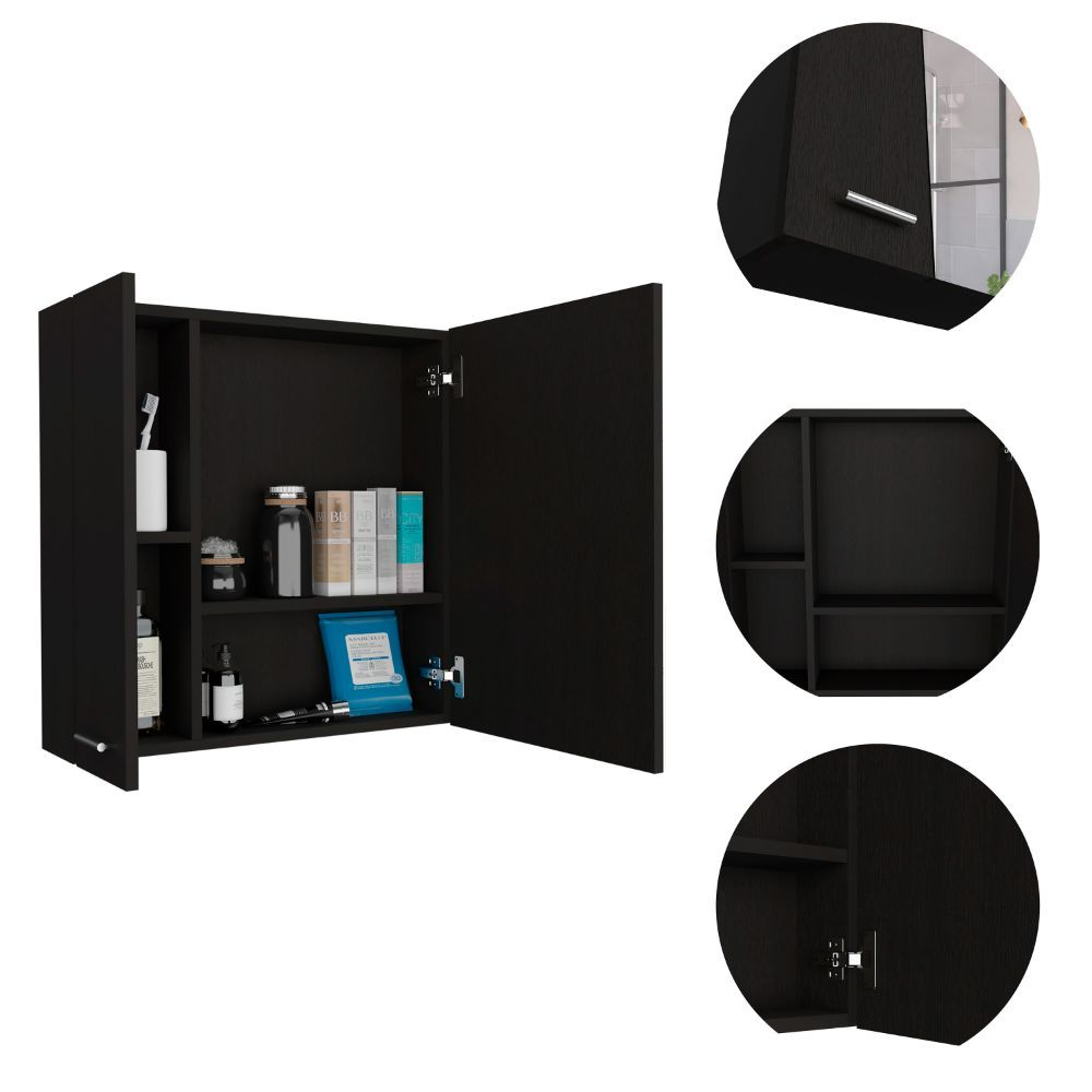 Sines Mirror Medicine Cabinet, With Four Internal Shelves, Double Door, Minimalist Bathroom Storage