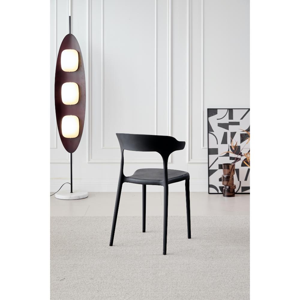 TuHome Elena Modern Accent Chair, Chic Sculptural Dining Cha - Black