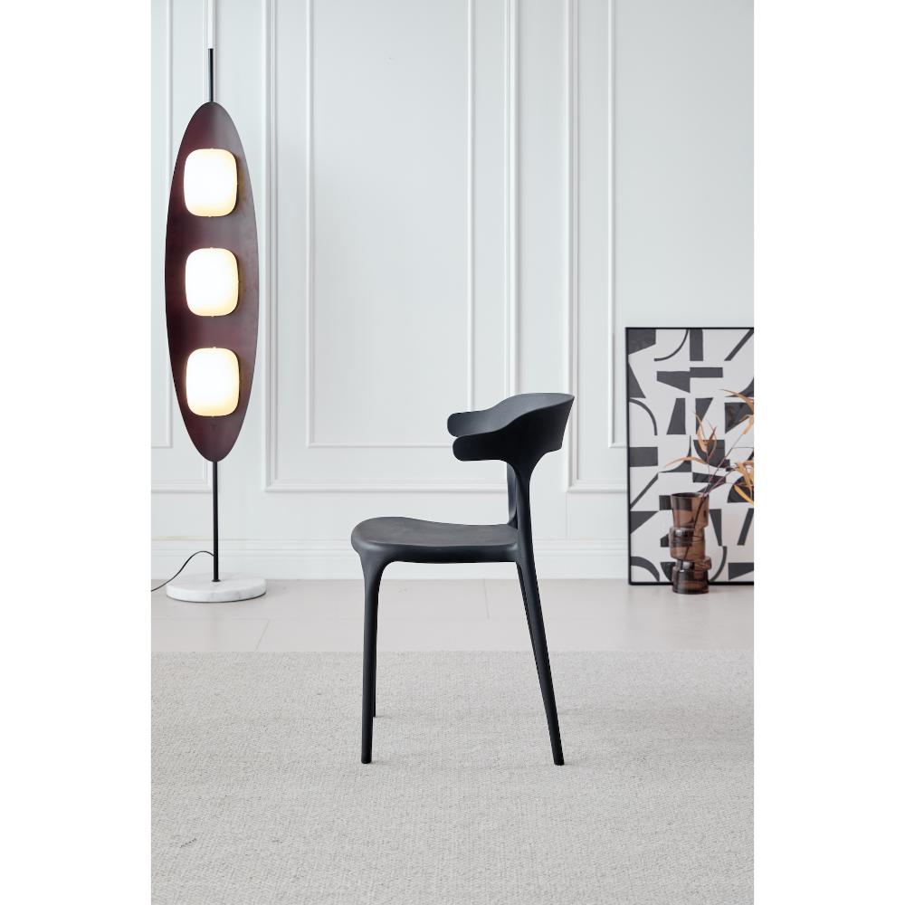 TuHome Elena Modern Accent Chair, Chic Sculptural Dining Cha - Black