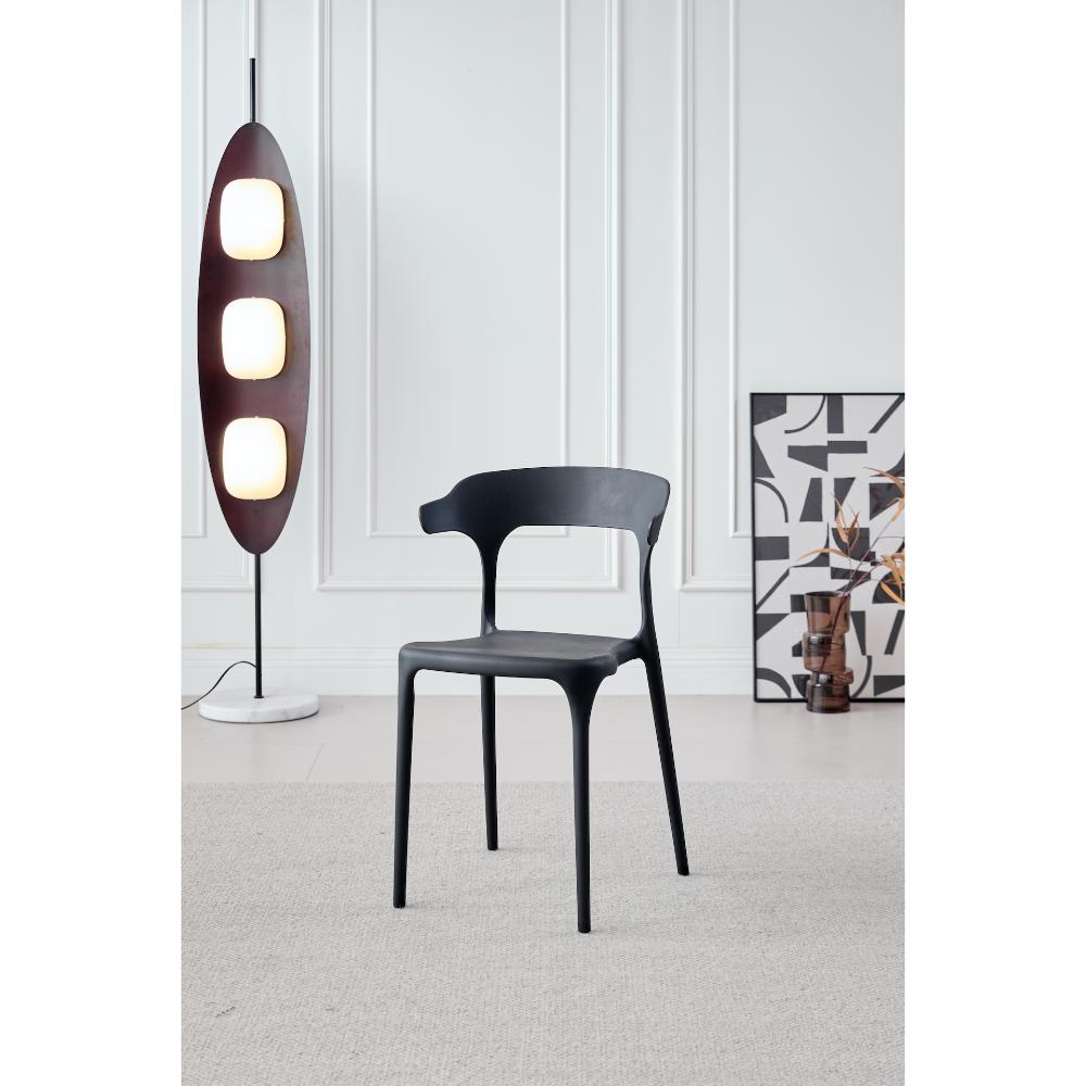 TuHome Elena Modern Accent Chair, Chic Sculptural Dining Cha - Black