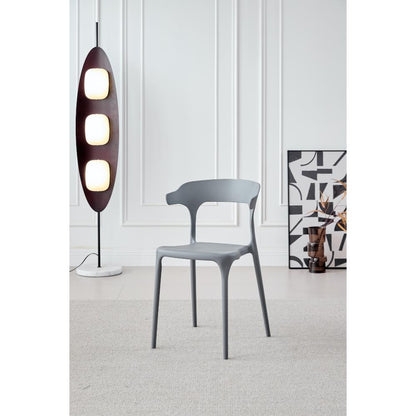 TuHome Elena Modern Accent Chair, Chic Sculptural Dining Cha - Dark Grey