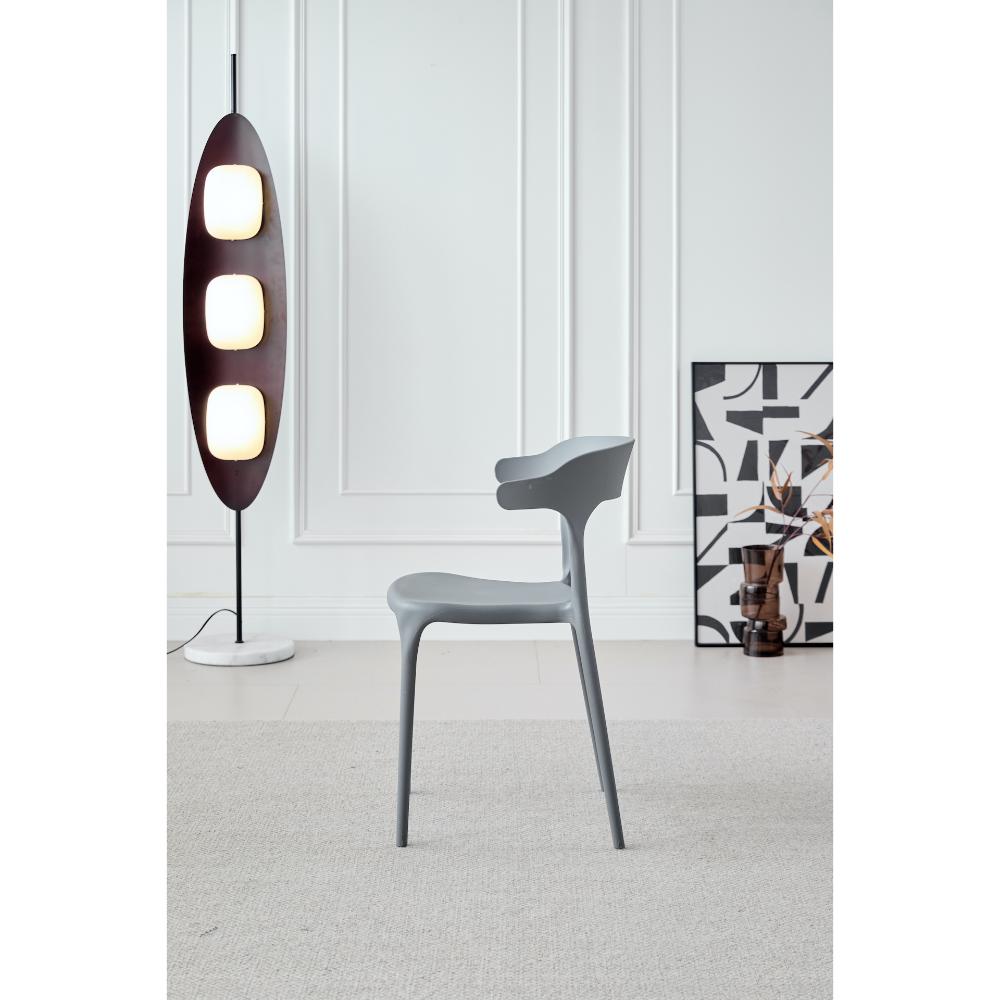 TuHome Elena Modern Accent Chair, Chic Sculptural Dining Cha - Dark Grey