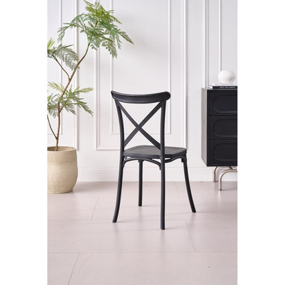 TuHome Betany Modern Dining Chair, Sophisticated High-Back U - Black