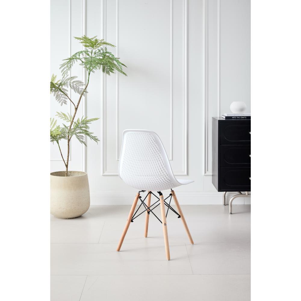 TuHome Marcus Modern Dining Chair, Mid-Century Ergonomic Acc - White
