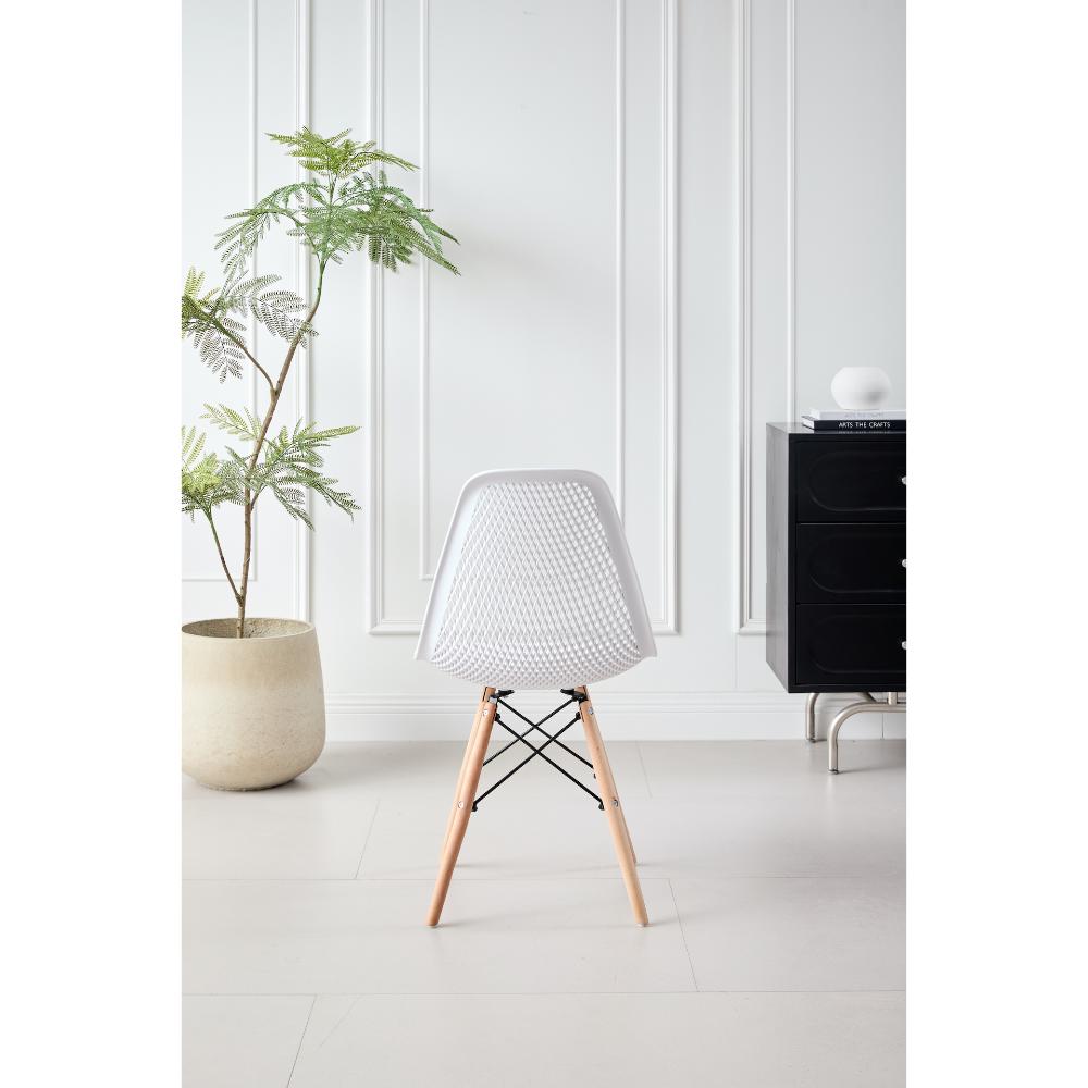 TuHome Marcus Modern Dining Chair, Mid-Century Ergonomic Acc - White