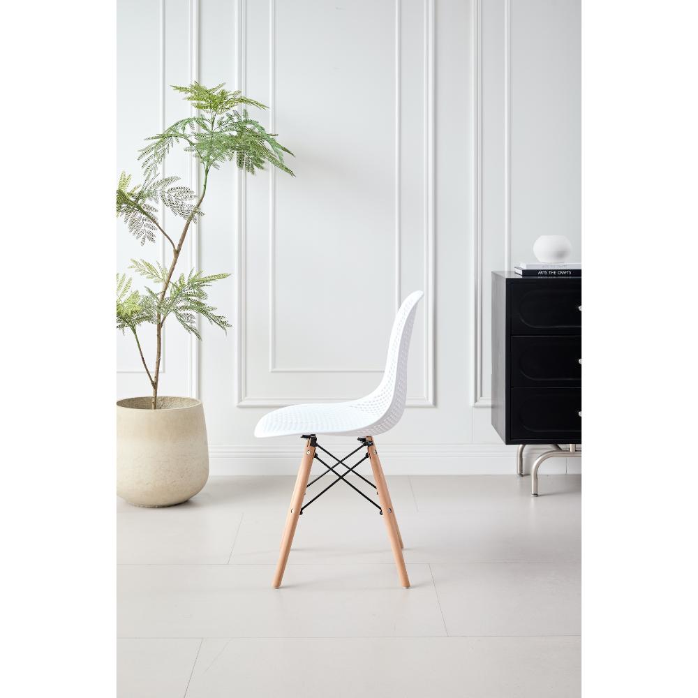 TuHome Marcus Modern Dining Chair, Mid-Century Ergonomic Acc - White