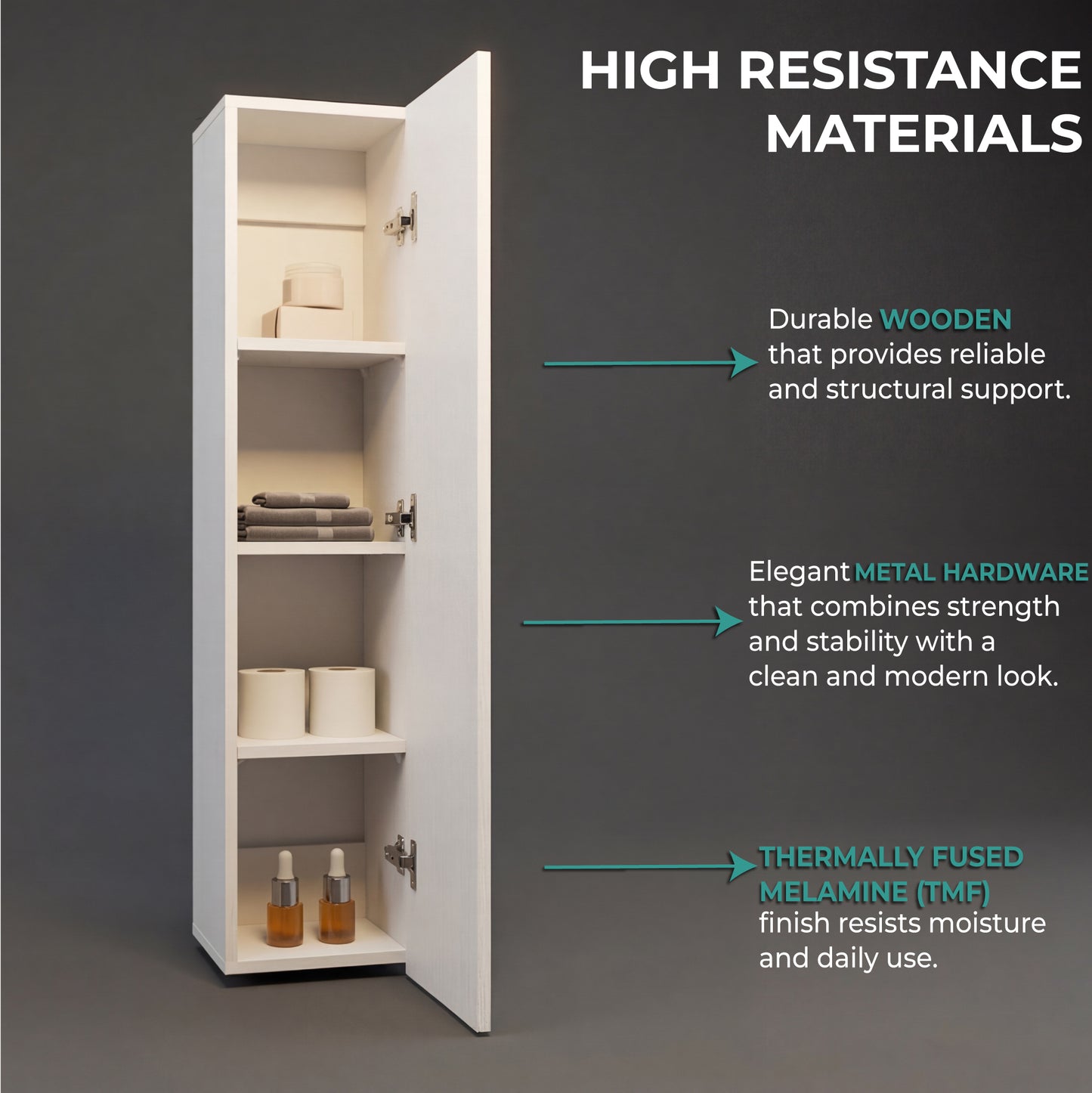 43" High One Door Wall Cabinet, Bathroom Wall Mounted Storage with 3 Adjustable Shelves, Space-Saving Vertical Organizer for Toiletries, Towels & Essentials, Modern Ready-to-Assemble Unit