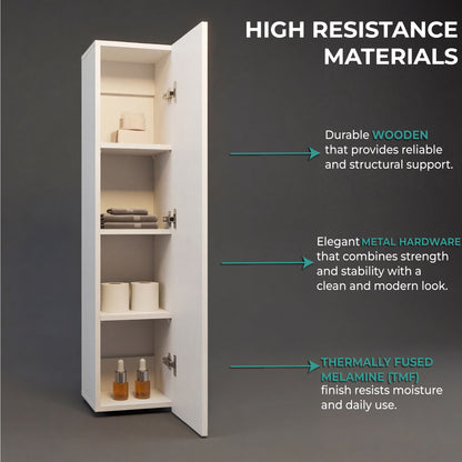 43" High One Door Wall Cabinet, Bathroom Wall Mounted Storage with 3 Adjustable Shelves, Space-Saving Vertical Organizer for Toiletries, Towels & Essentials, Modern Ready-to-Assemble Unit