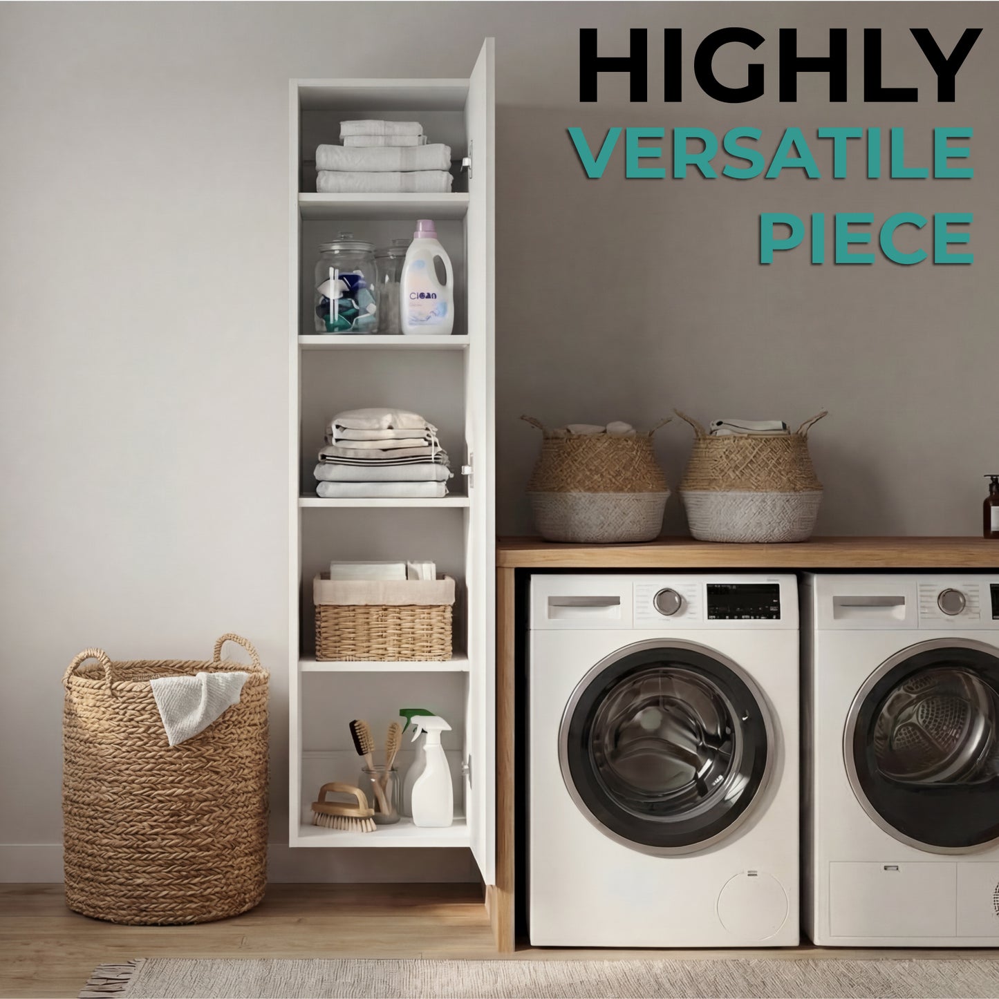 43" High One Door Wall Cabinet, Bathroom Wall Mounted Storage with 3 Adjustable Shelves, Space-Saving Vertical Organizer for Toiletries, Towels & Essentials, Modern Ready-to-Assemble Unit