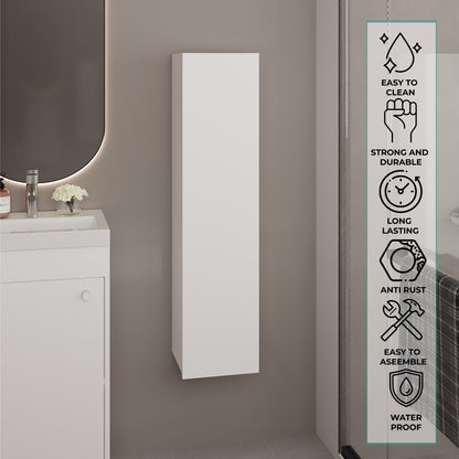 43" High One Door Wall Cabinet, Bathroom Wall Mounted Storage with 3 Adjustable Shelves, Space-Saving Vertical Organizer for Toiletries, Towels & Essentials, Modern Ready-to-Assemble Unit