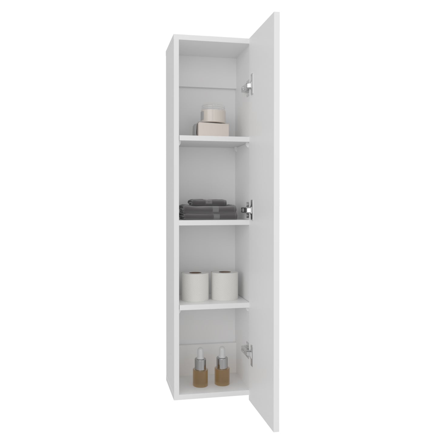 43" High One Door Wall Cabinet, Bathroom Wall Mounted Storage with 3 Adjustable Shelves, Space-Saving Vertical Organizer for Toiletries, Towels & Essentials, Modern Ready-to-Assemble Unit