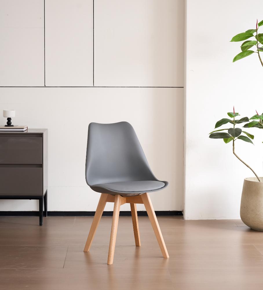 TuHome Fyn Modern Dining Chair, Scandinavian Style Upholster - Dark Grey