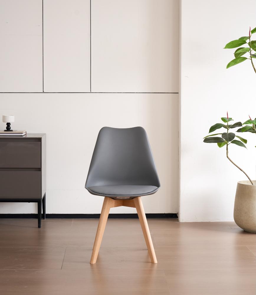 TuHome Fyn Modern Dining Chair, Scandinavian Style Upholster - Dark Grey