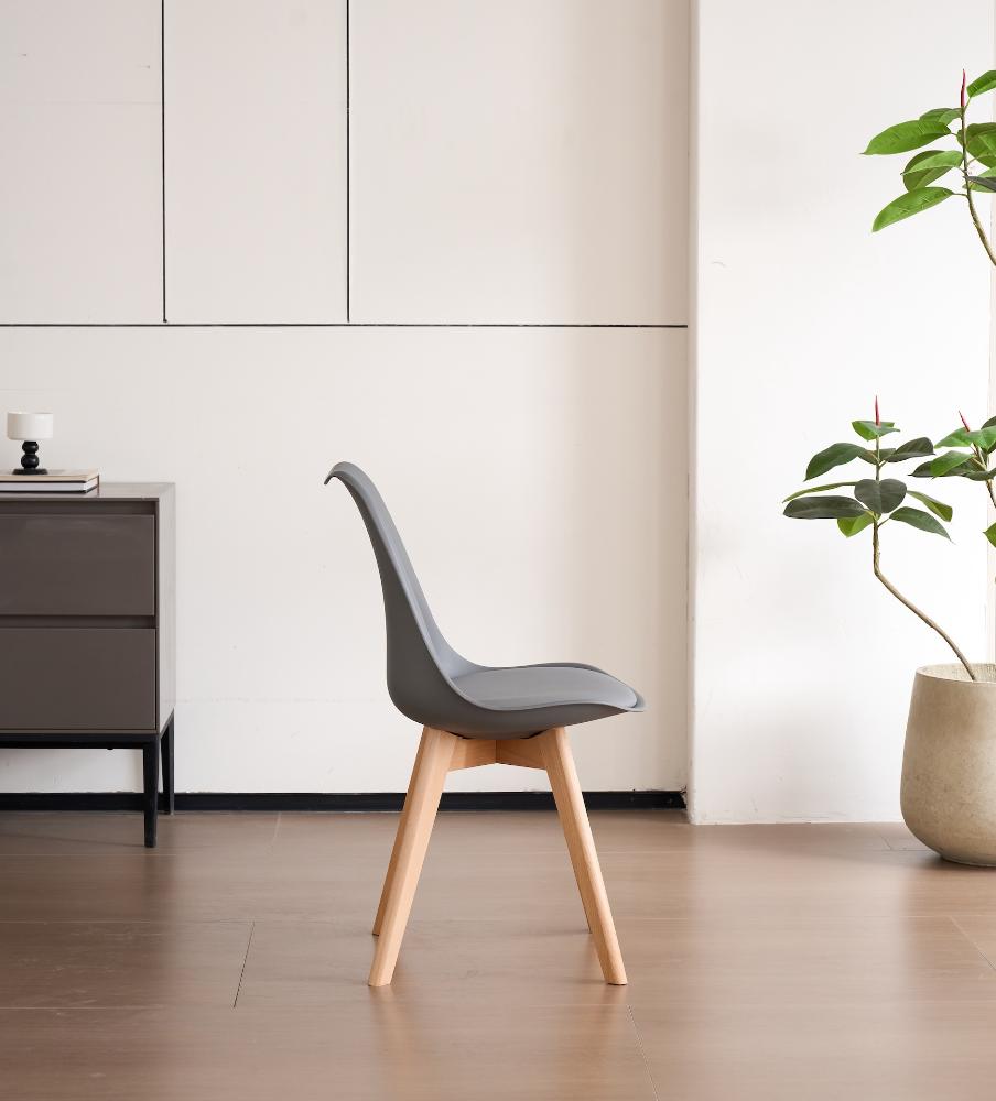 TuHome Fyn Modern Dining Chair, Scandinavian Style Upholster - Dark Grey