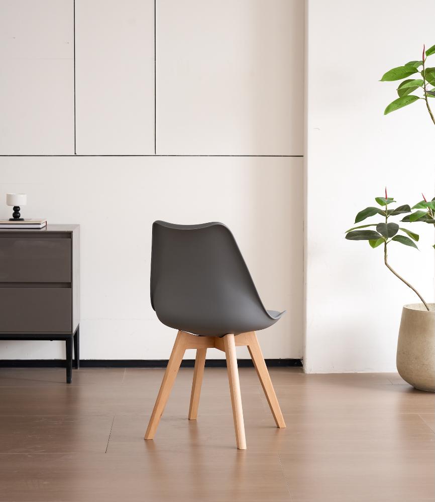 TuHome Fyn Modern Dining Chair, Scandinavian Style Upholster - Dark Grey