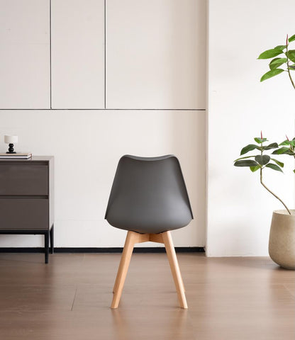 TuHome Fyn Modern Dining Chair, Scandinavian Style Upholster - Dark Grey