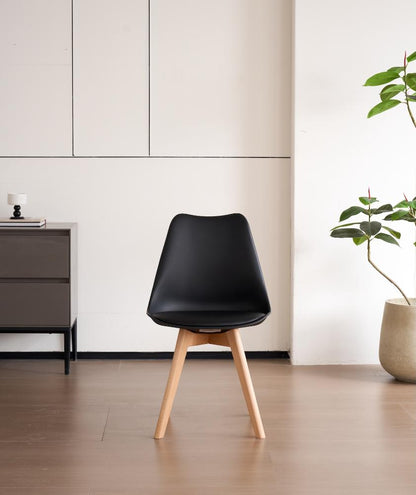 TuHome Fyn Modern Dining Chair, Scandinavian Style Upholster - Black