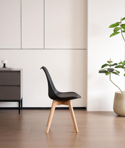 TuHome Fyn Modern Dining Chair, Scandinavian Style Upholster - Black