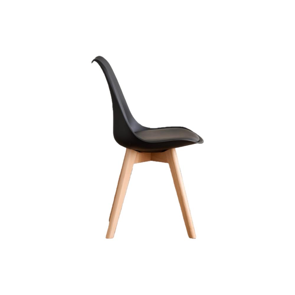 TuHome Fyn Modern Dining Chair, Scandinavian Style Upholster - Black