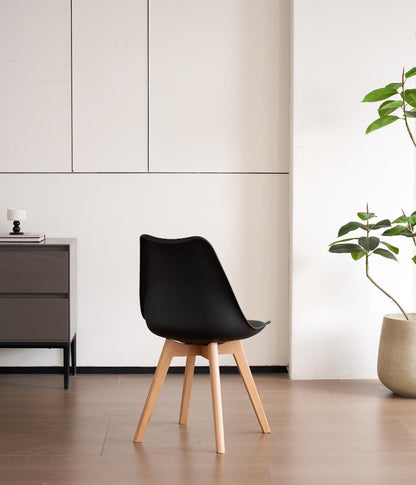TuHome Fyn Modern Dining Chair, Scandinavian Style Upholster - Black