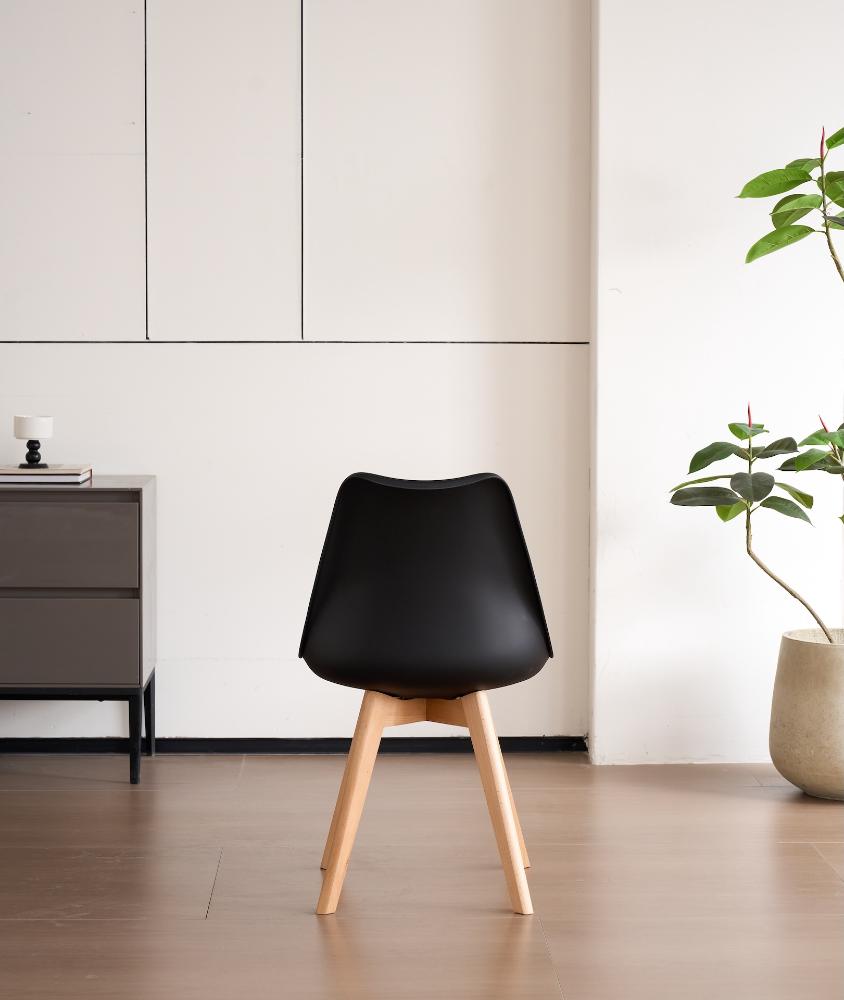 TuHome Fyn Modern Dining Chair, Scandinavian Style Upholster - Black