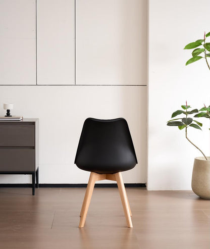 TuHome Fyn Modern Dining Chair, Scandinavian Style Upholster - Black