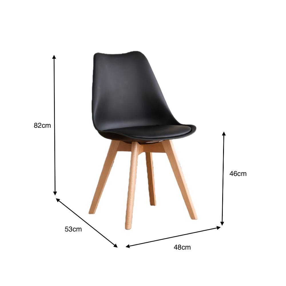 TuHome Fyn Modern Dining Chair, Scandinavian Style Upholster - Black