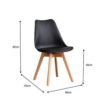 TuHome Fyn Modern Dining Chair, Scandinavian Style Upholster - Black