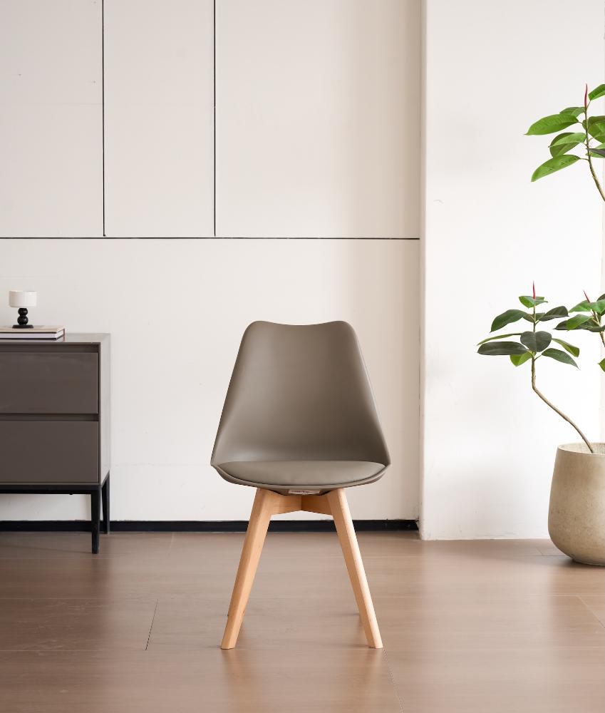 TuHome Fyn Modern Dining Chair, Scandinavian Style Upholster - Taupe