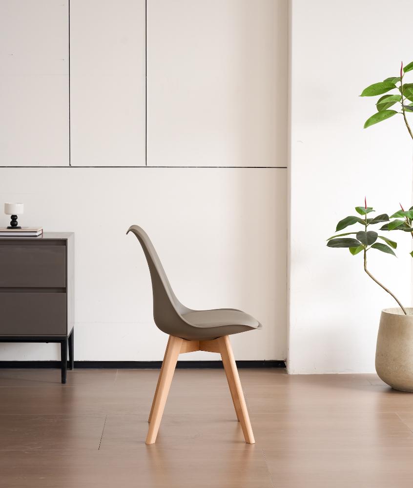 TuHome Fyn Modern Dining Chair, Scandinavian Style Upholster - Taupe