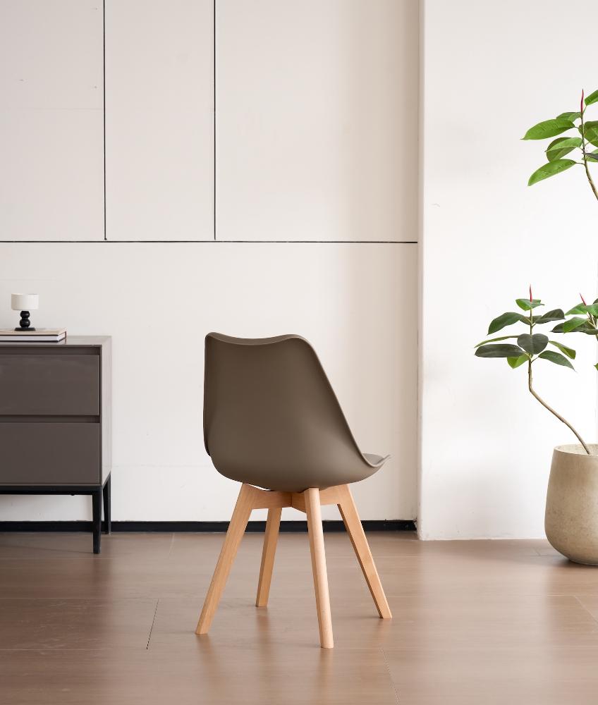 TuHome Fyn Modern Dining Chair, Scandinavian Style Upholster - Taupe