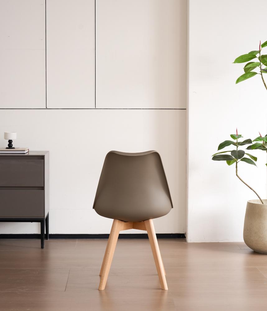 TuHome Fyn Modern Dining Chair, Scandinavian Style Upholster - Taupe