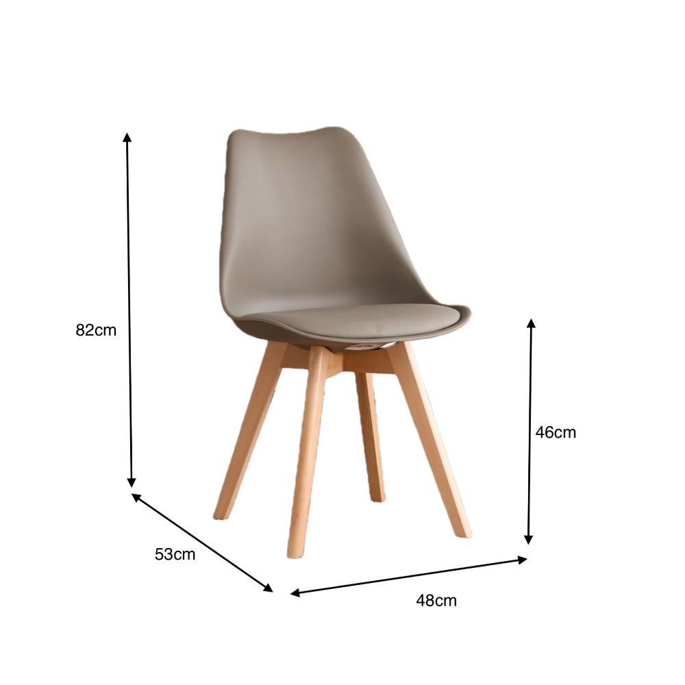 TuHome Fyn Modern Dining Chair, Scandinavian Style Upholster - Taupe