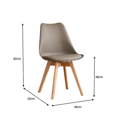 TuHome Fyn Modern Dining Chair, Scandinavian Style Upholster - Taupe