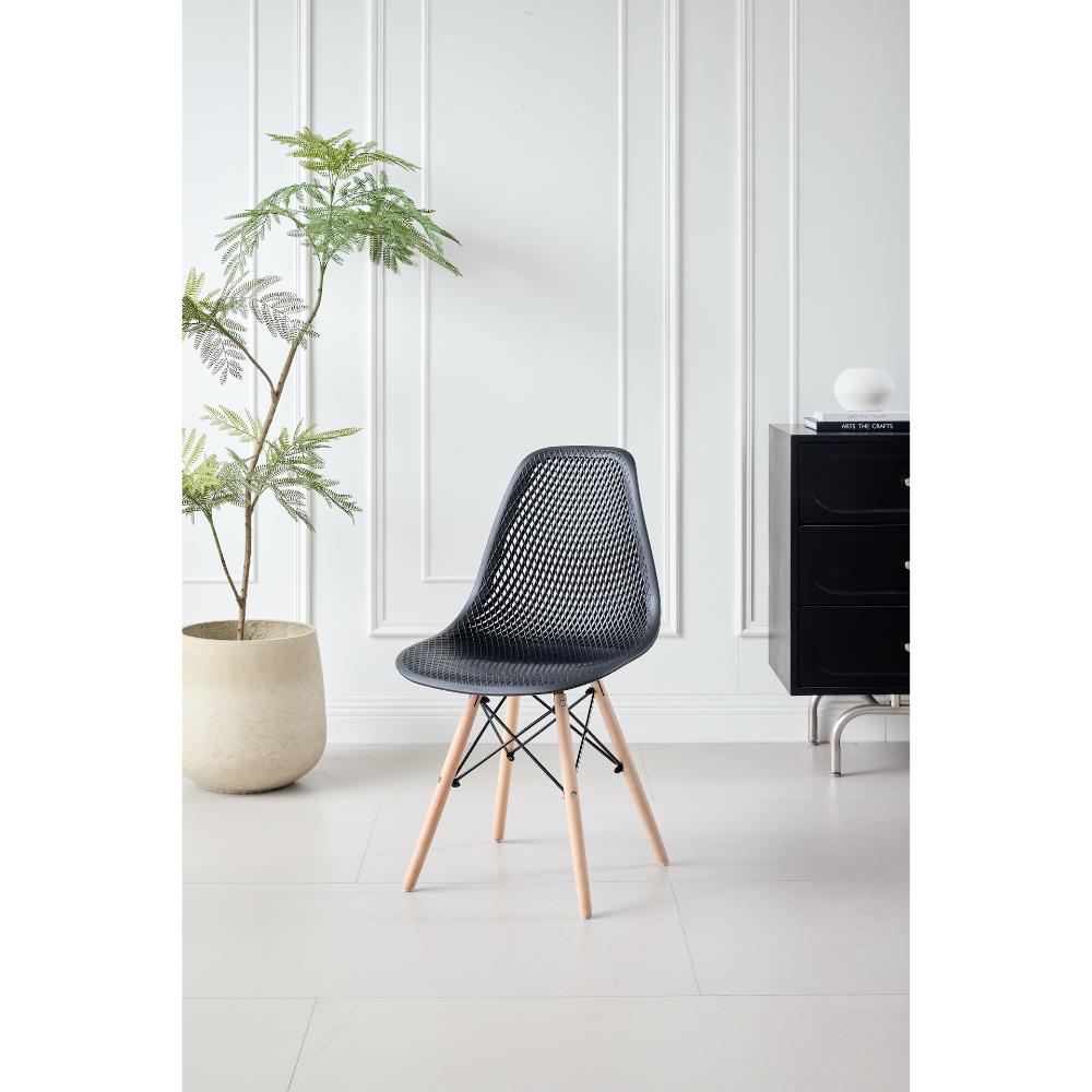 TuHome Marcus Modern Dining Chair, Mid-Century Ergonomic Acc - Black