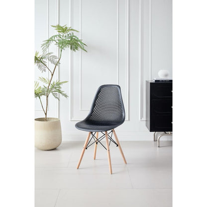 TuHome Marcus Modern Dining Chair, Mid-Century Ergonomic Acc - Black