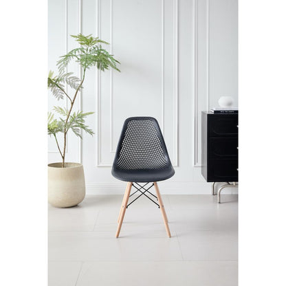 TuHome Marcus Modern Dining Chair, Mid-Century Ergonomic Acc - Black