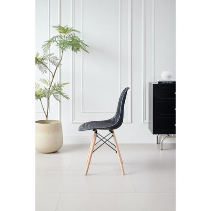 TuHome Marcus Modern Dining Chair, Mid-Century Ergonomic Acc - Black