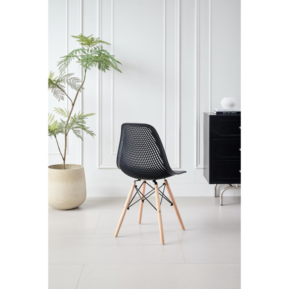 TuHome Marcus Modern Dining Chair, Mid-Century Ergonomic Acc - Black