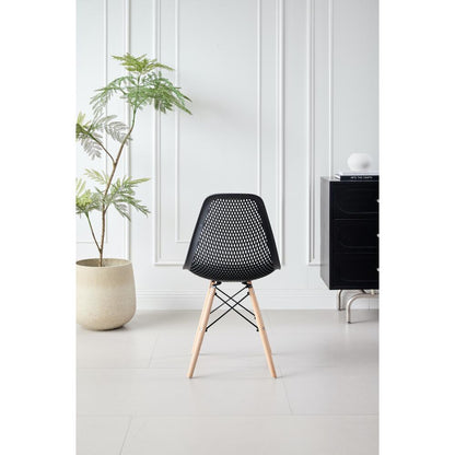 TuHome Marcus Modern Dining Chair, Mid-Century Ergonomic Acc - Black