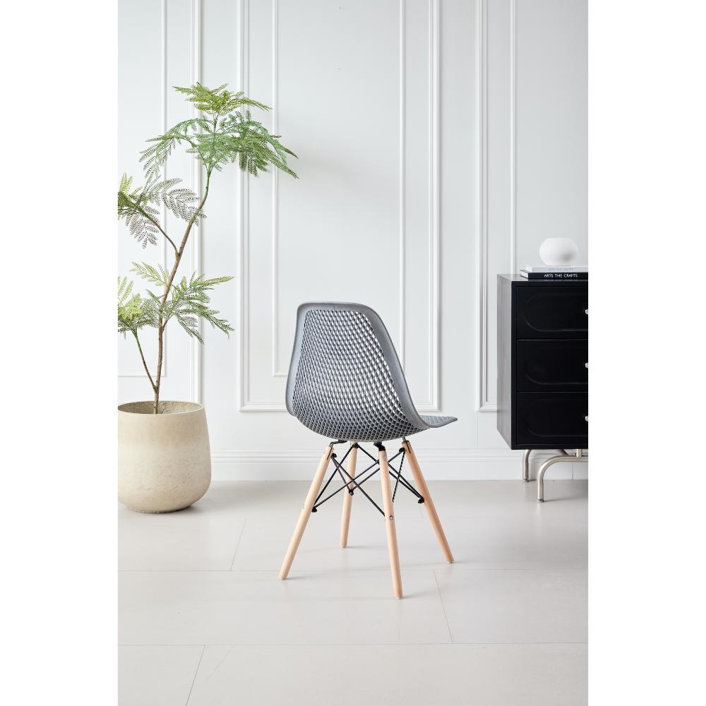 TuHome Marcus Modern Dining Chair, Mid-Century Ergonomic Acc - Dark Grey