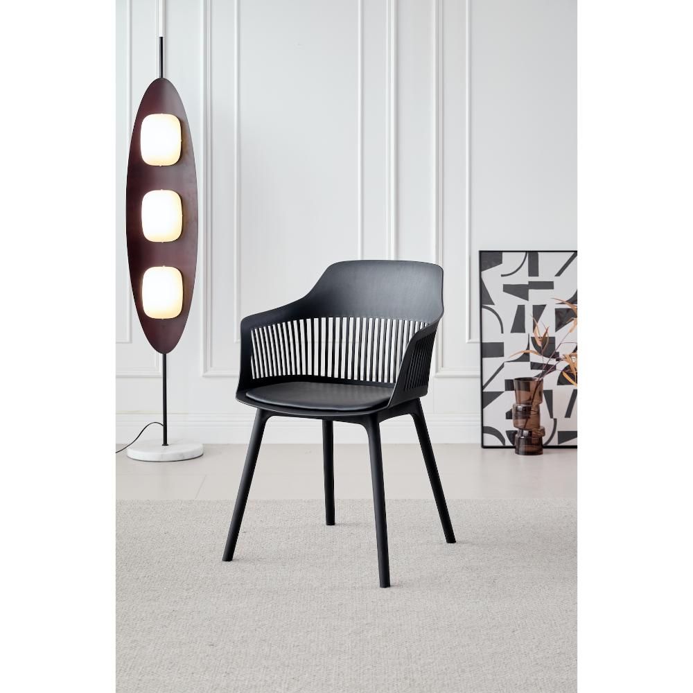 TuHome Cojin Modern Dining Chair, Sophisticated High-Back Up - Black