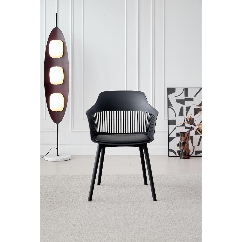 TuHome Cojin Modern Dining Chair, Sophisticated High-Back Up - Black