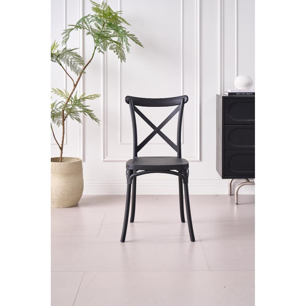 TuHome Betany Modern Dining Chair, Sophisticated High-Back U - Black