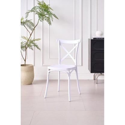 TuHome Betany Modern Dining Chair, Sophisticated High-Back U - White