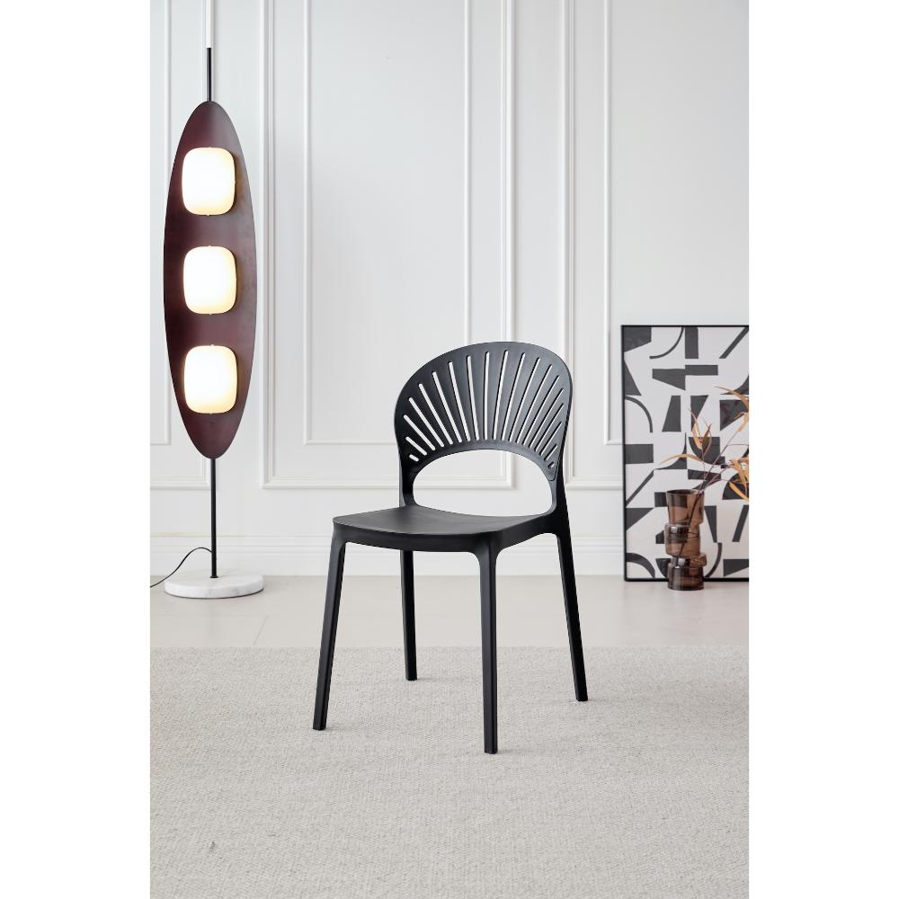 TuHome Paraiso Modern Dining Chair, Sophisticated High-Back  - Black