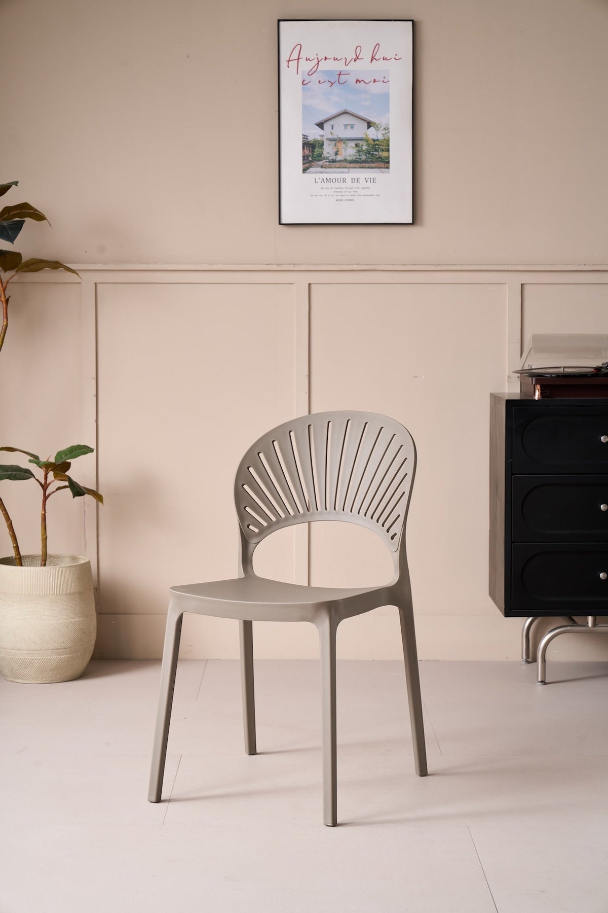 TuHome Paraiso Modern Dining Chair, Sophisticated High-Back  - Taupe
