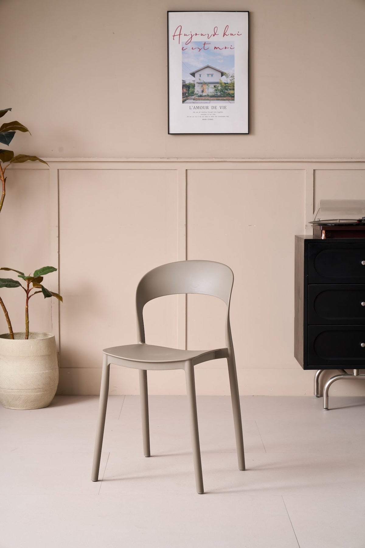 TuHome Patrick Modern Dining Chair, Sleek Upholstered Accent - Taupe